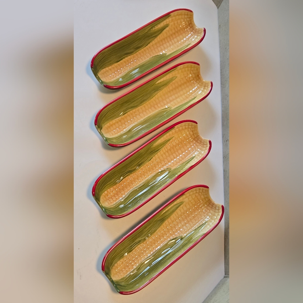 Colorful Corn-Themed Ceramic Trays